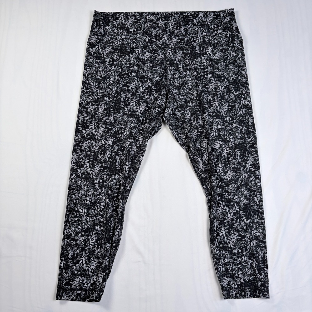 Lululemon Black White Print Women's Align High Rise Crop 23" Leggings Sz 18 PLUS